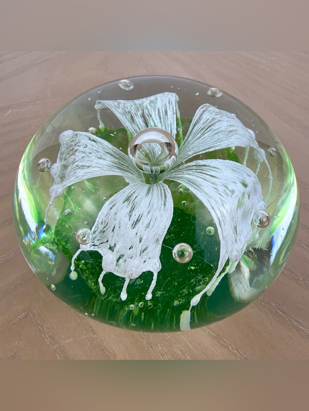 Vintage Hand Blown Glass Sphere Paperweight